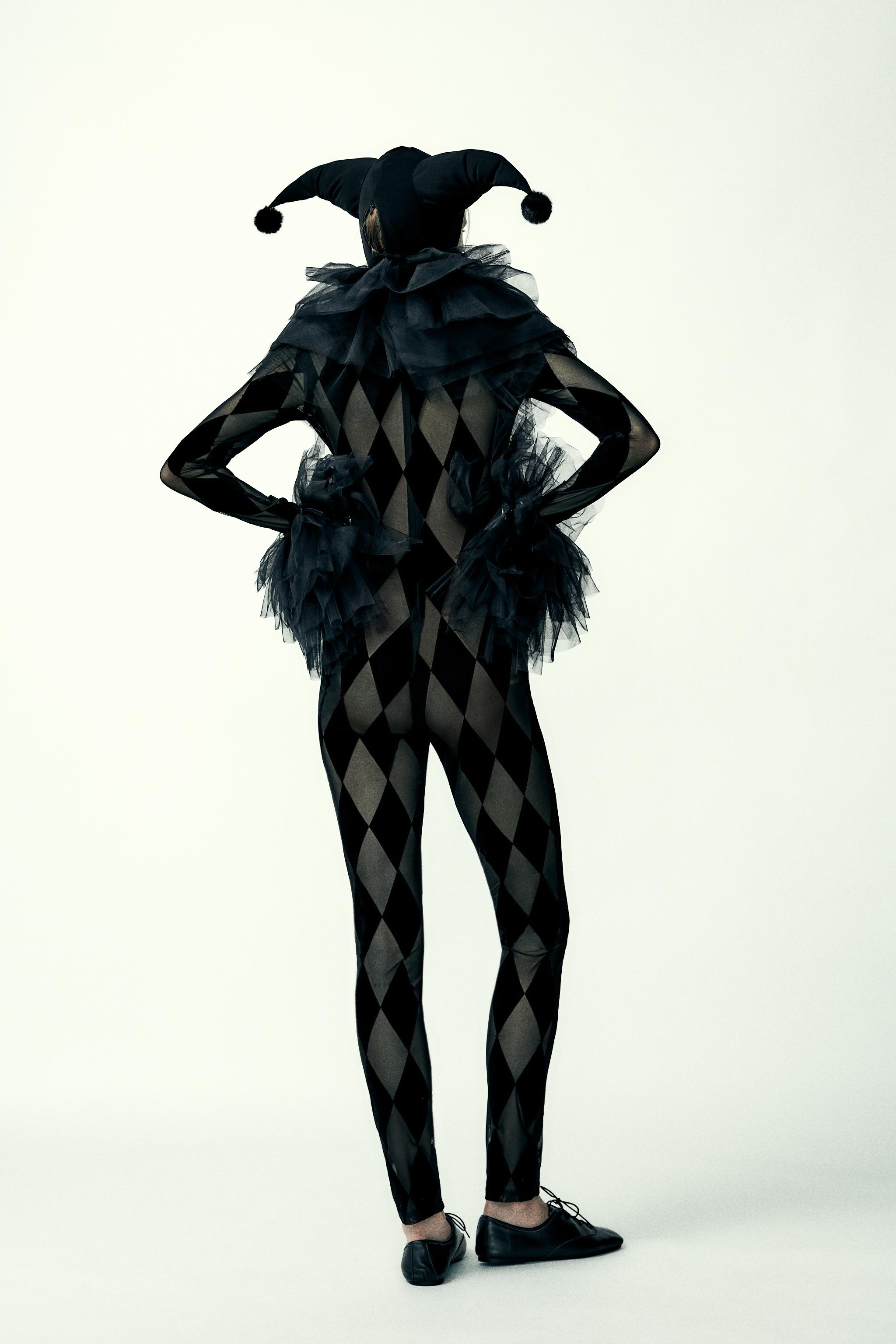 LONG ARGYLE TULLE JUMPSUIT - Black | ZARA United States