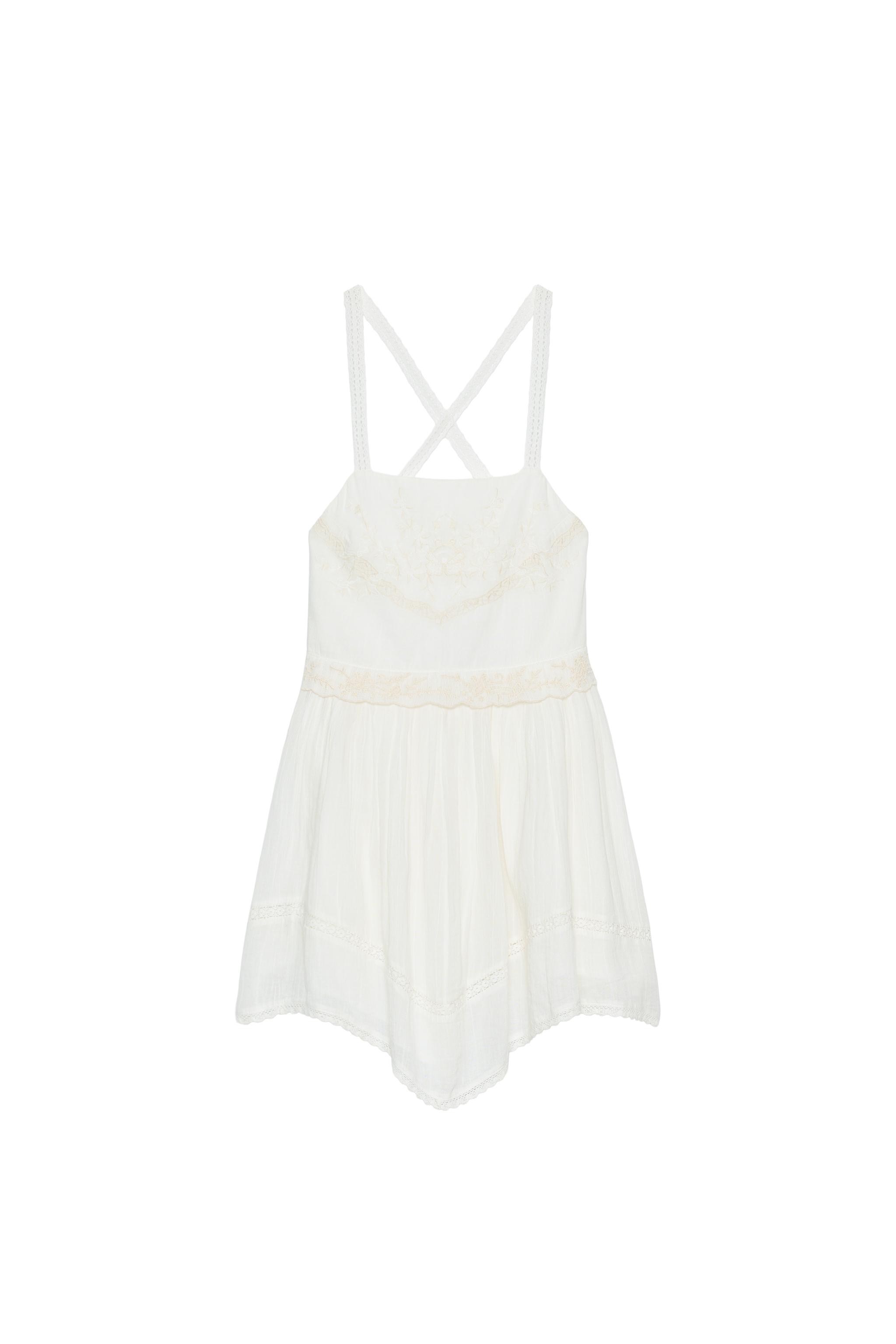 EMBROIDERED CHIFFON MINI DRESS - White | ZARA United States EMBROIDERED CHIFFON MINI DRESS - White | ZARA United States