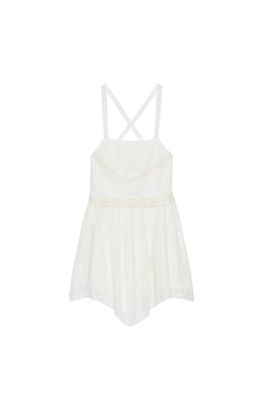 Zara EMBROIDERED CHIFFON MINI DRESS - White