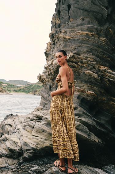 MIDI DRESS WITH CUTWORK EMBROIDERY AND CUT-OUT DETAIL - Brown by Zara - Image 5