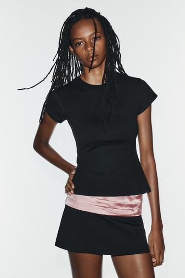Zara BACK CORSET T-SHIRT - Black