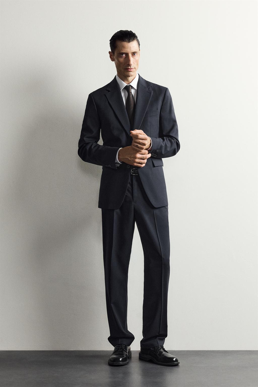 100% WOOL CHECK SUIT TROUSERS