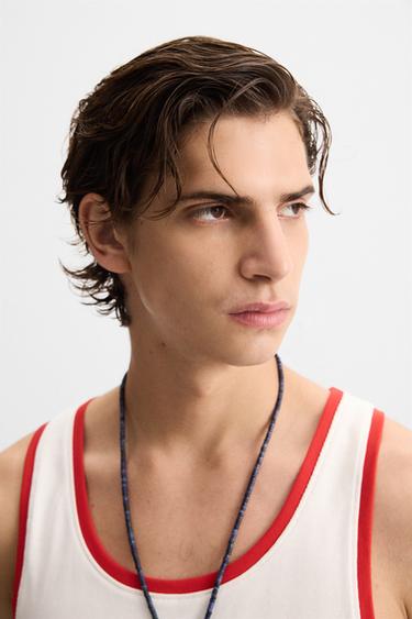 CAMISETA TANK RIB CONTRASTE - Blanco roto de Zara