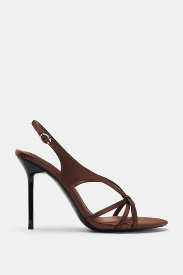 SANDALI CON TACCO EFFETTO SATIN - Marrone di Zara - Immagine 0