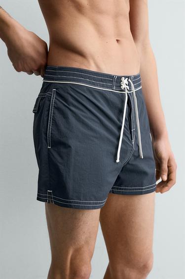 MAILLOT DE BAIN MI-LONG À LACET - Bleu de Zara - Image 5