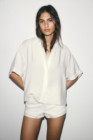 SHORTS TRF CINTURA ALTA - Branco da Zara