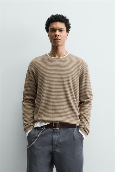 STRIPED JACQUARD JUMPER - camel by Zara