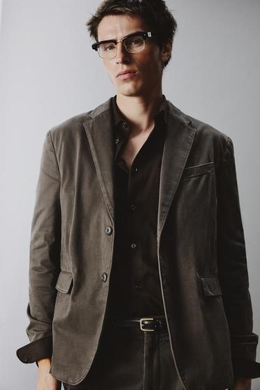 WASHED EFFECT SUIT BLAZER - Taupe grey by Zara - Image 4