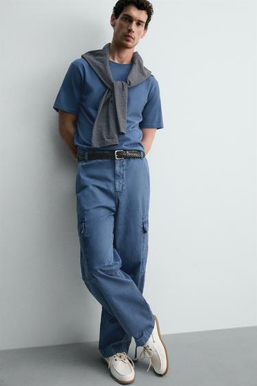WASHED RELAXED FIT CARGO TROUSERS - Blue by Zara - Image 5
