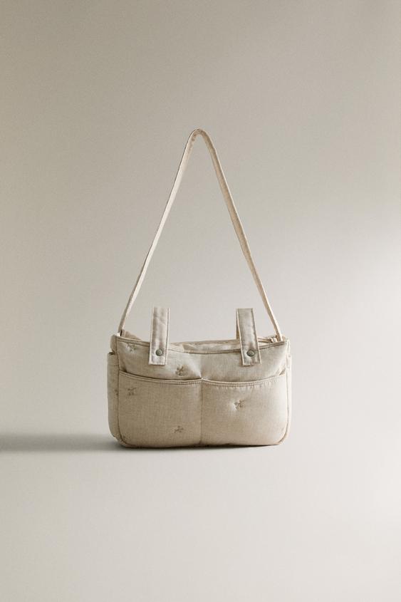EMBROIDERED MATERNITY BAG Ecru ZARA Ireland - Main Image