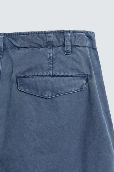 WASHED RELAXED FIT CARGO TROUSERS - Blue by Zara - Image 9