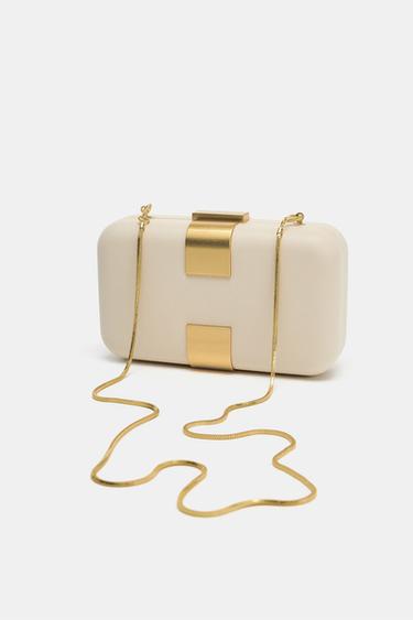 METALLIC DETAIL CLUTCH - Ecru by Zara - Image 2