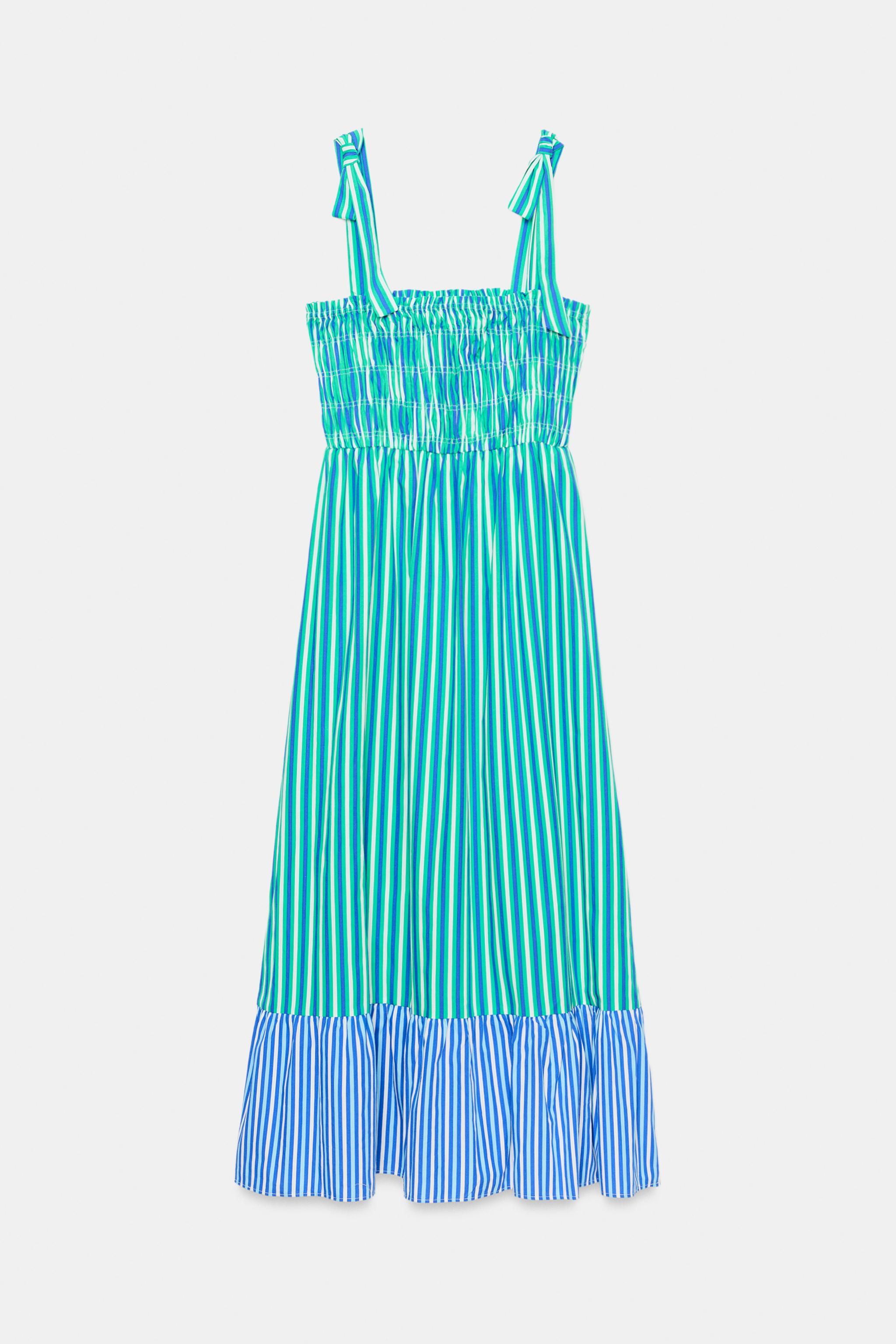 STRIPED MIDI DRESS