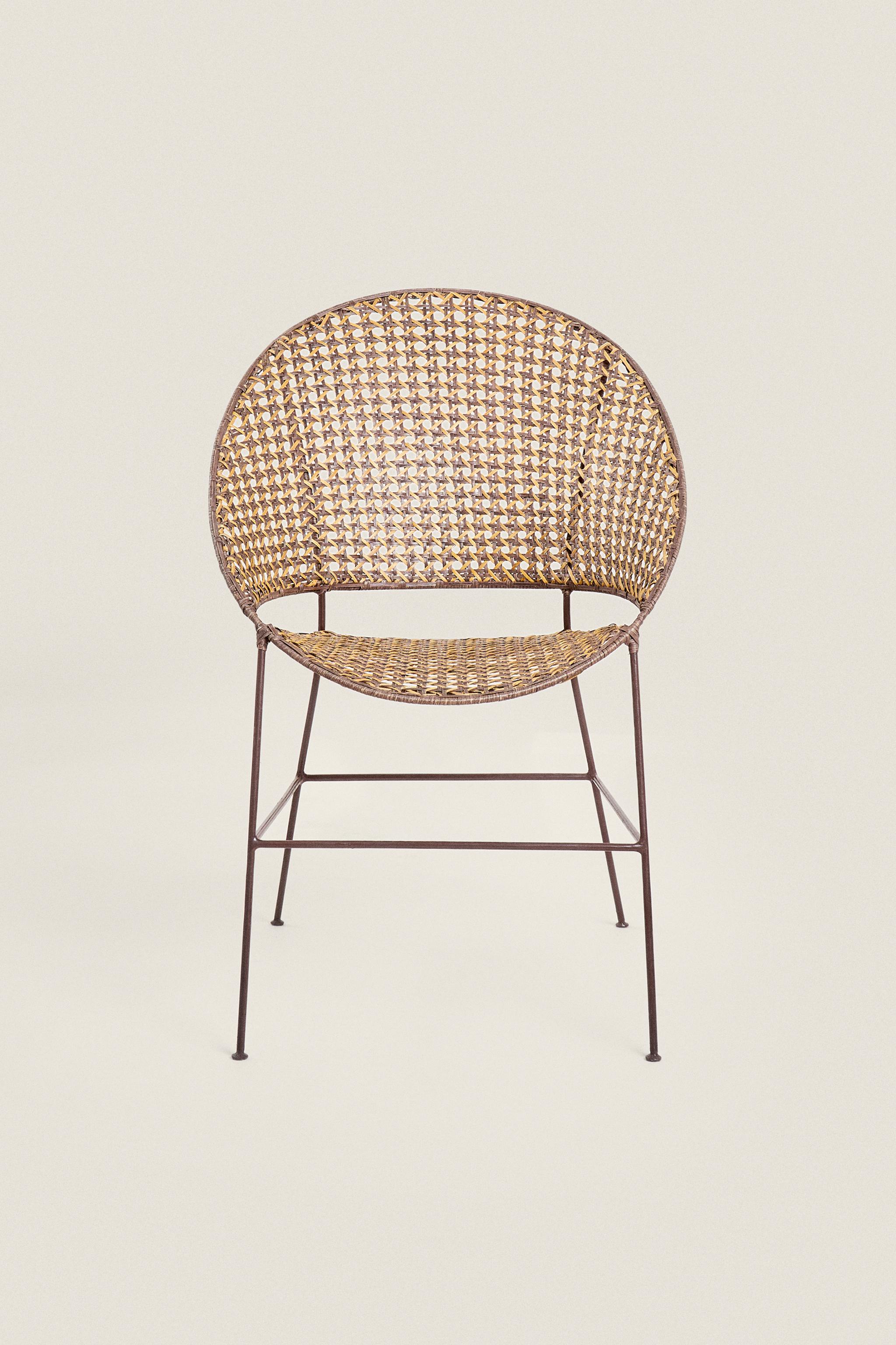 RATTAN CHAIR WITH METAL FRAME