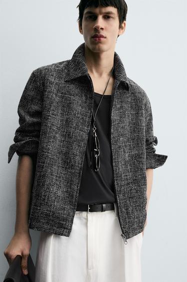 SURCHEMISE STRUCTURÉE ZIPPÉE - Blanc / Noir de Zara - Image 4