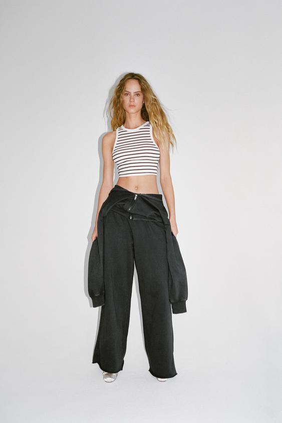 CARROT FIT TROUSERS WITH DARTED HEMS - Grey