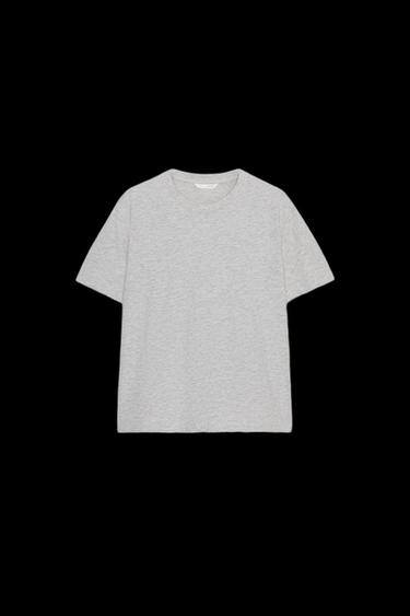 CAMISETA BÁSICA ALGODÓN - Gris vigoré de Zara - Imagen 0