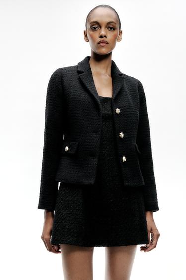 TEXTURED BLAZER WITH RAISED BUTTONS - Black by Zara