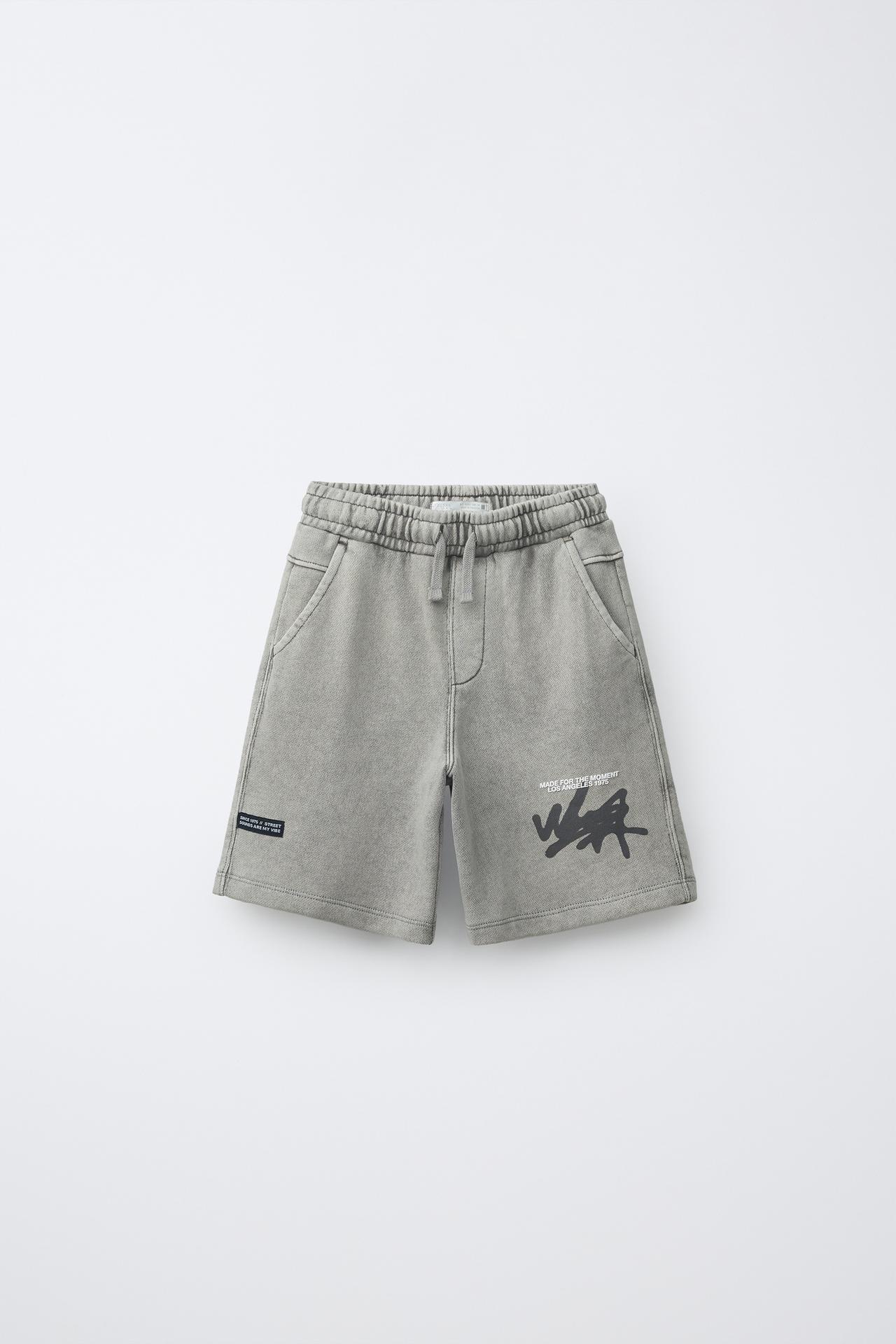 WASHED EFFECT SHORTS — Gray