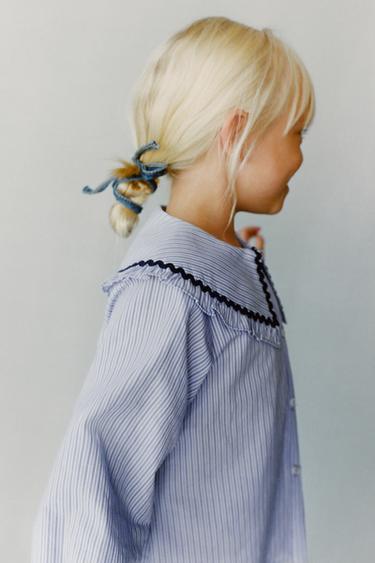 CAMISA CUELLO BOBO ONDULINA - Azul de Zara