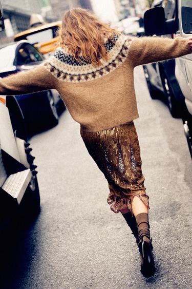 EMBROIDERED SKIRT ZW COLLECTION LIMITED EDITION - Gold by Zara