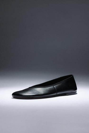 FLEXIBLE LEATHER BALLERINAS - Black by Zara - Image 6