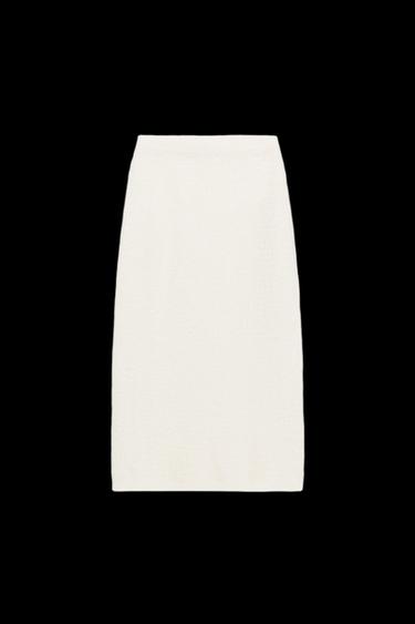 GERADE GESCHNITTENER STRICKROCK MIT STRUKTURMUSTER - Cremefarben von Zara