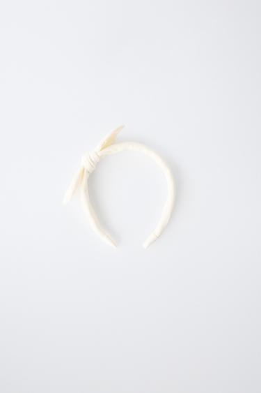 TEXTURED BOW HEADBAND — Ecru 2
