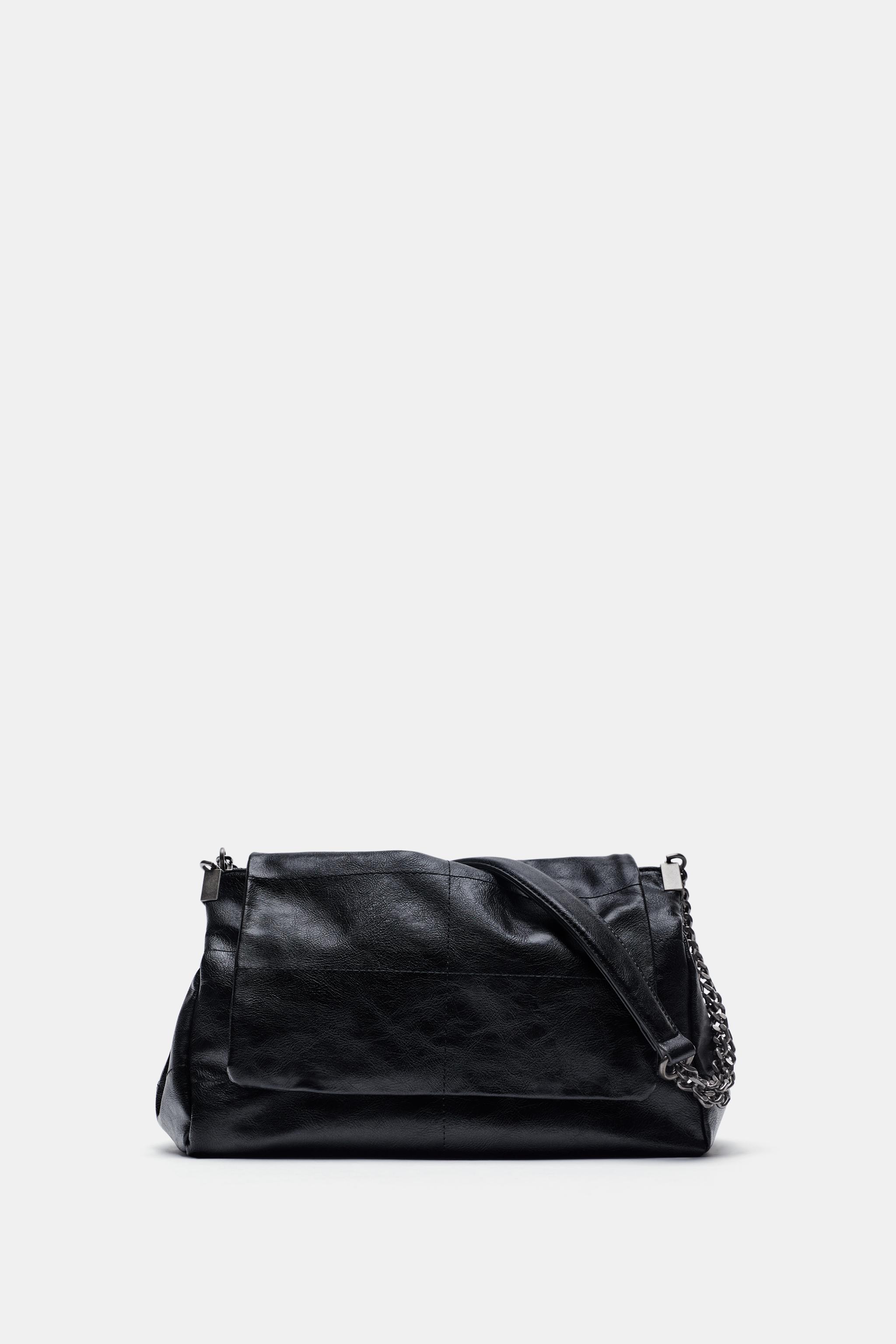 ザラ ZARA リアルレザー ショルダーバッグ ブラック ZARA(ザラ)の「リアルレザーショルダーバッグ」 - PARTE