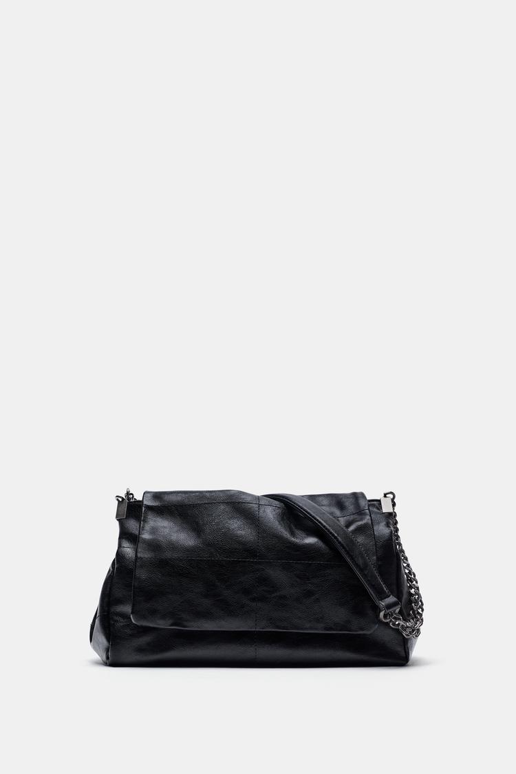 SAC PORTÉ ÉPAULE À RABAT ROCK Noir ZARA France