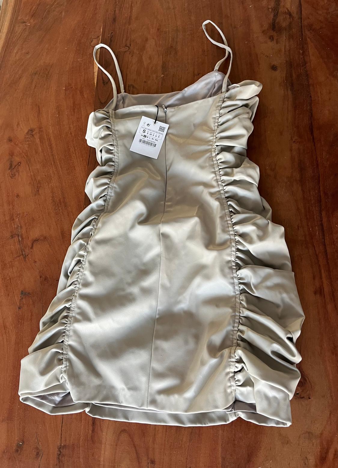 DRAPED FAUX-LEATHER DRESS - Image 2