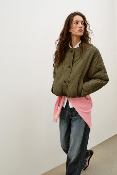 BLOUSON COURT MATELASSÉ - Kaki de Zara - Image 3