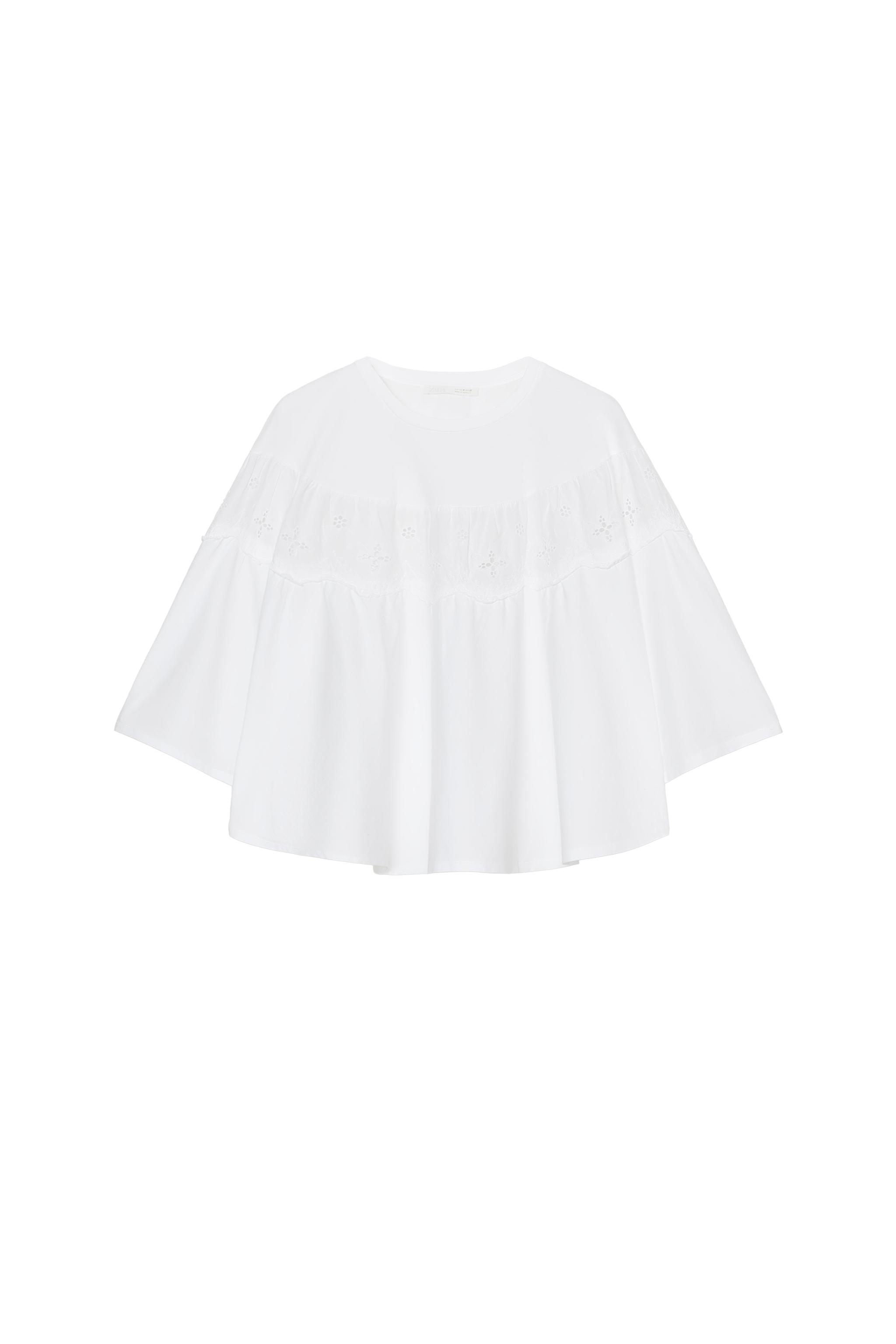 刺繍入りケープトップス - ホワイト | ZARA Japan / 日本