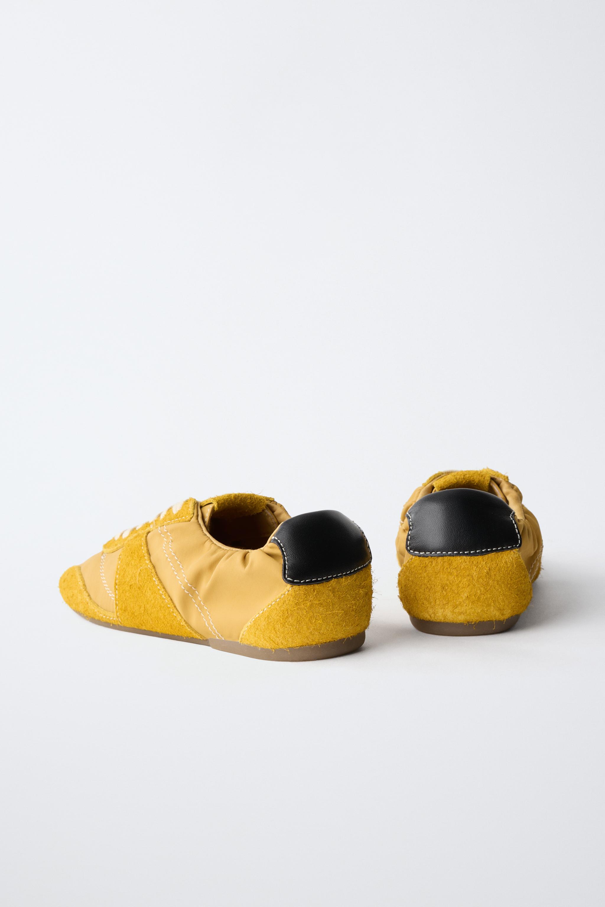 MIXED-MATERIAL LEATHER SNEAKERS