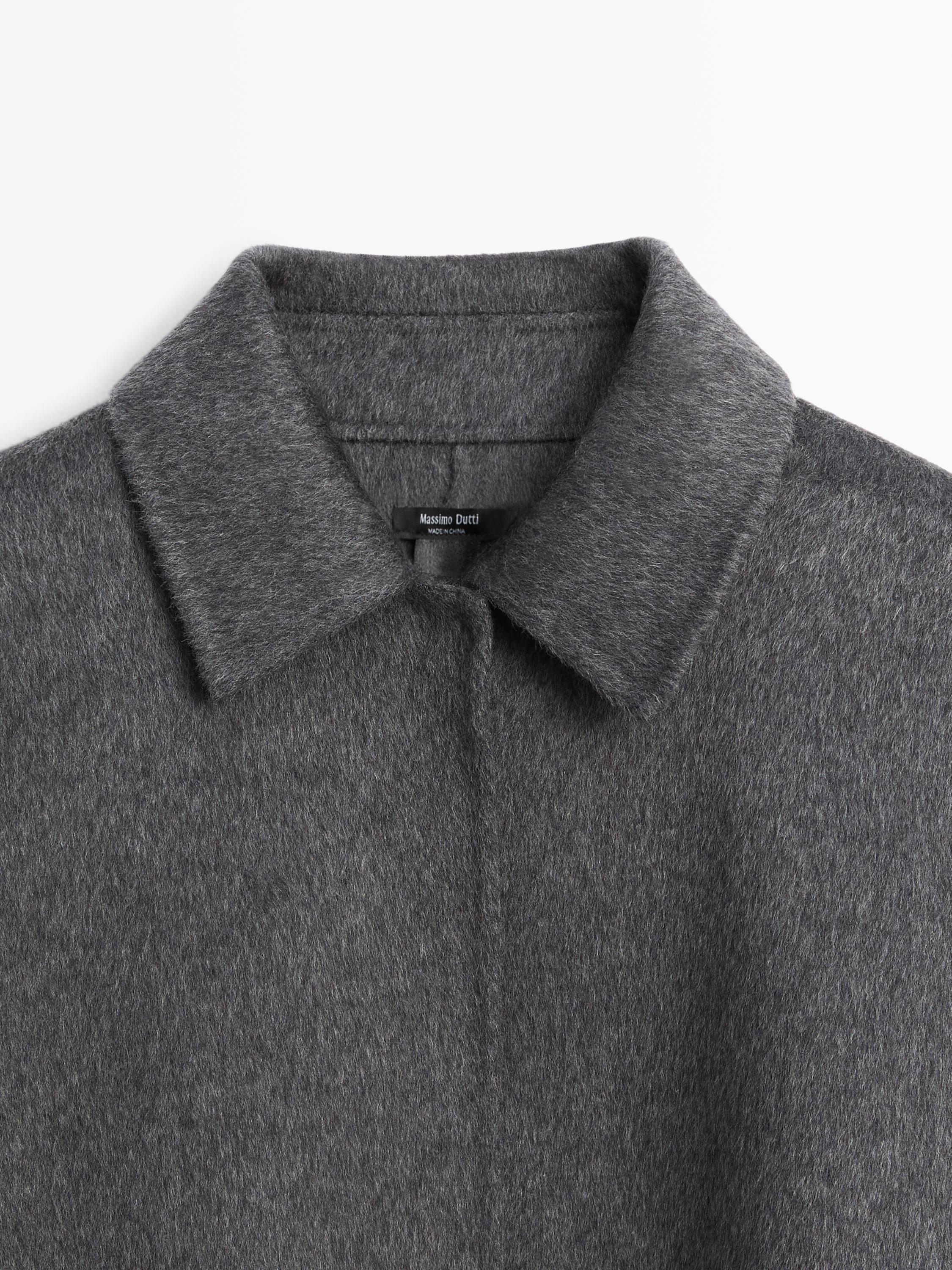 Cape à col chemise en laine mélangée
