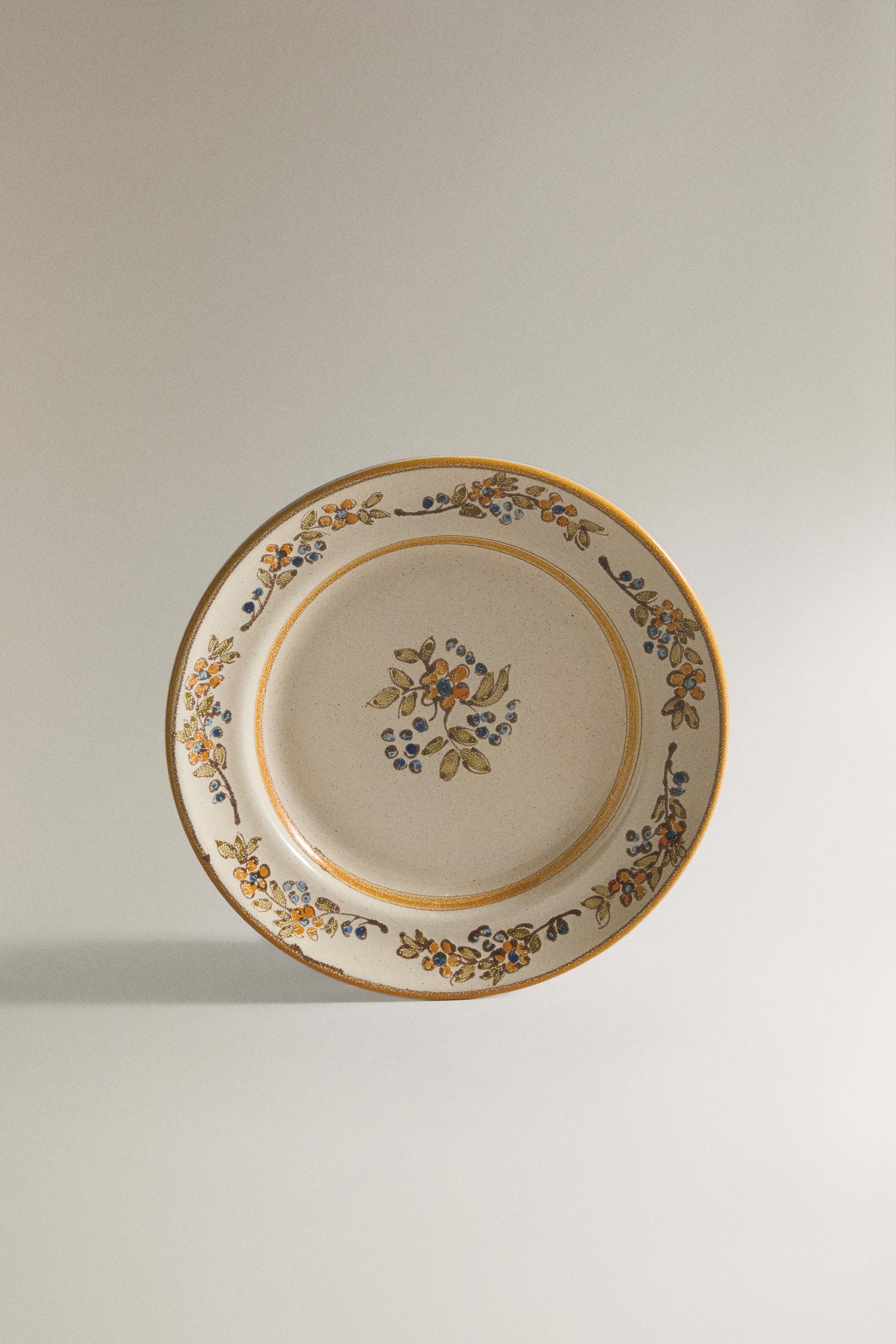 ザラホーム zara テラコッタ パスタプレート ボウル 大皿3枚セット TERRACOTTA FLORAL DESSERT PLATE - Beige | ZARA United States