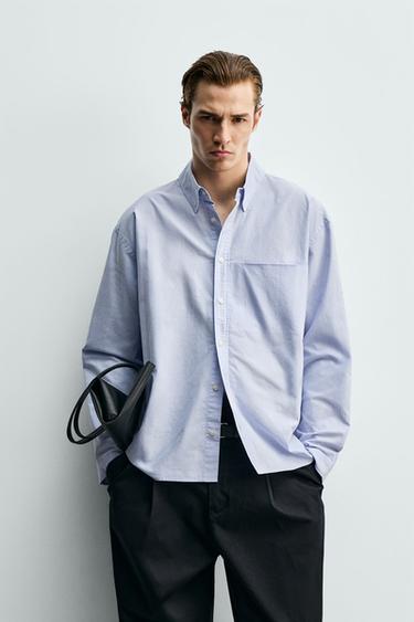 СОРОЧКА-ОКСФОРД ВІЛЬНОГО КРОЮ - Блакитний Zara