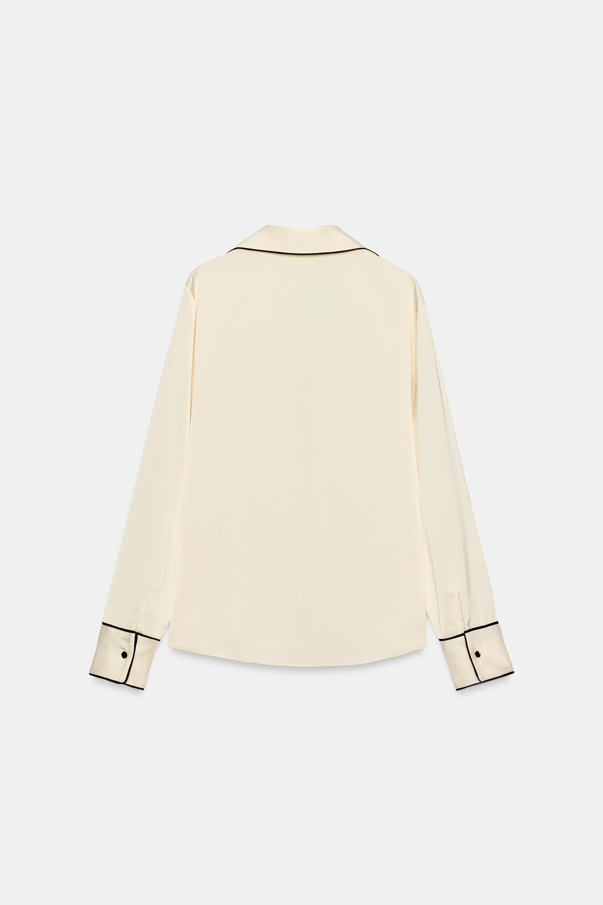 CHEMISE SATINÉE AVEC LISERÉS CONTRASTE