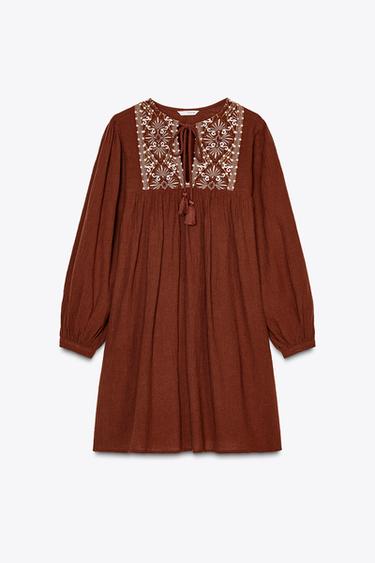 ROBE COURTE BRODÉE - Terracota de Zara - Image 5
