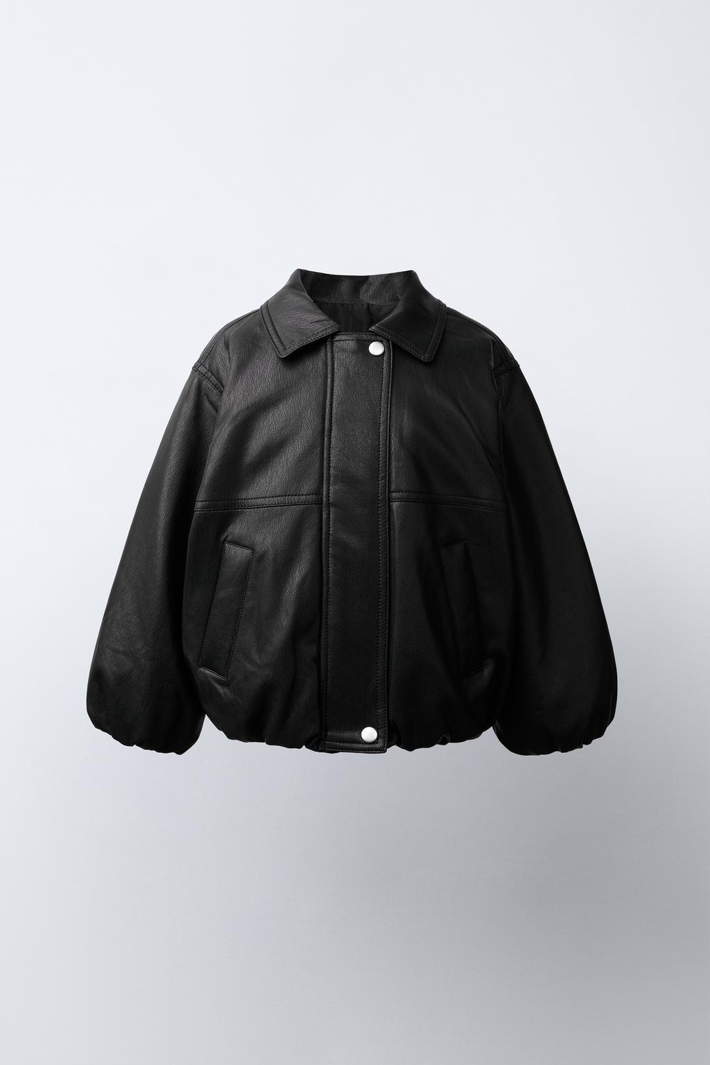 LEATHER EFFECT BOMBER JACKET