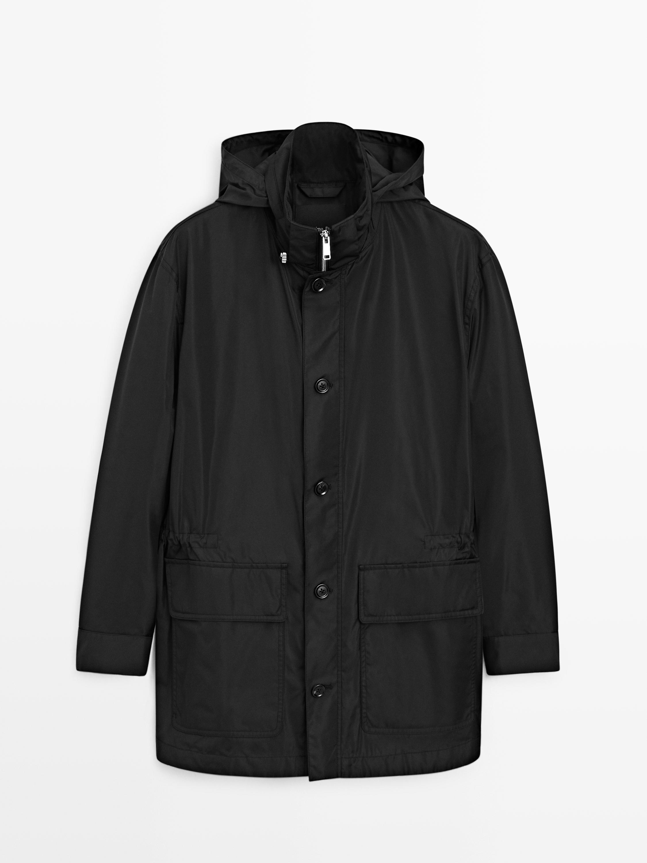 Parka à capuche détail tissu
