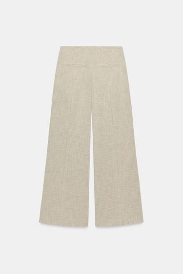 ZW COLLECTION STRAIGHT-LEG TOPSTITCH TROUSERS - Beige by Zara - Image 7