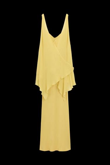 LANGES KLEID MIT CAPE UND KNOTEN – LIMITED EDITION - Zitronengelb von Zara