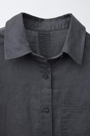 LINEN-COTTON SHIRT - Anthracite grey by Zara