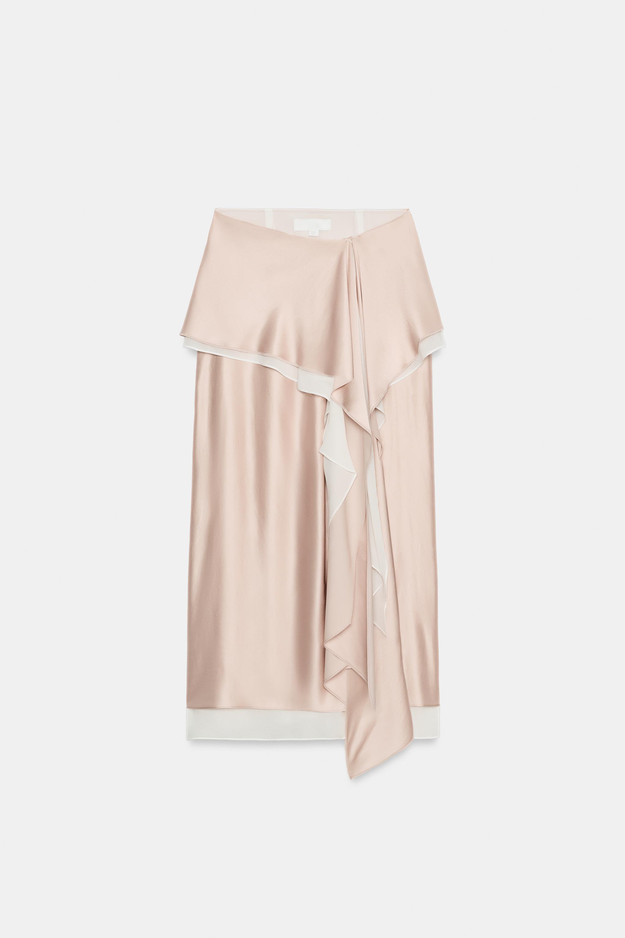 ZWコレクション サテンフルイドスカート - ピンクベージュ | ZARA
