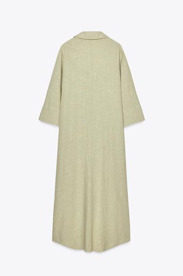 ROBE CHEMISE EN LIN - Kaki clair de Zara - Image 7
