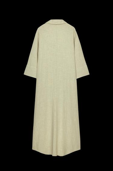 LINEN BLEND SHIRT DRESS - Light khaki by Zara