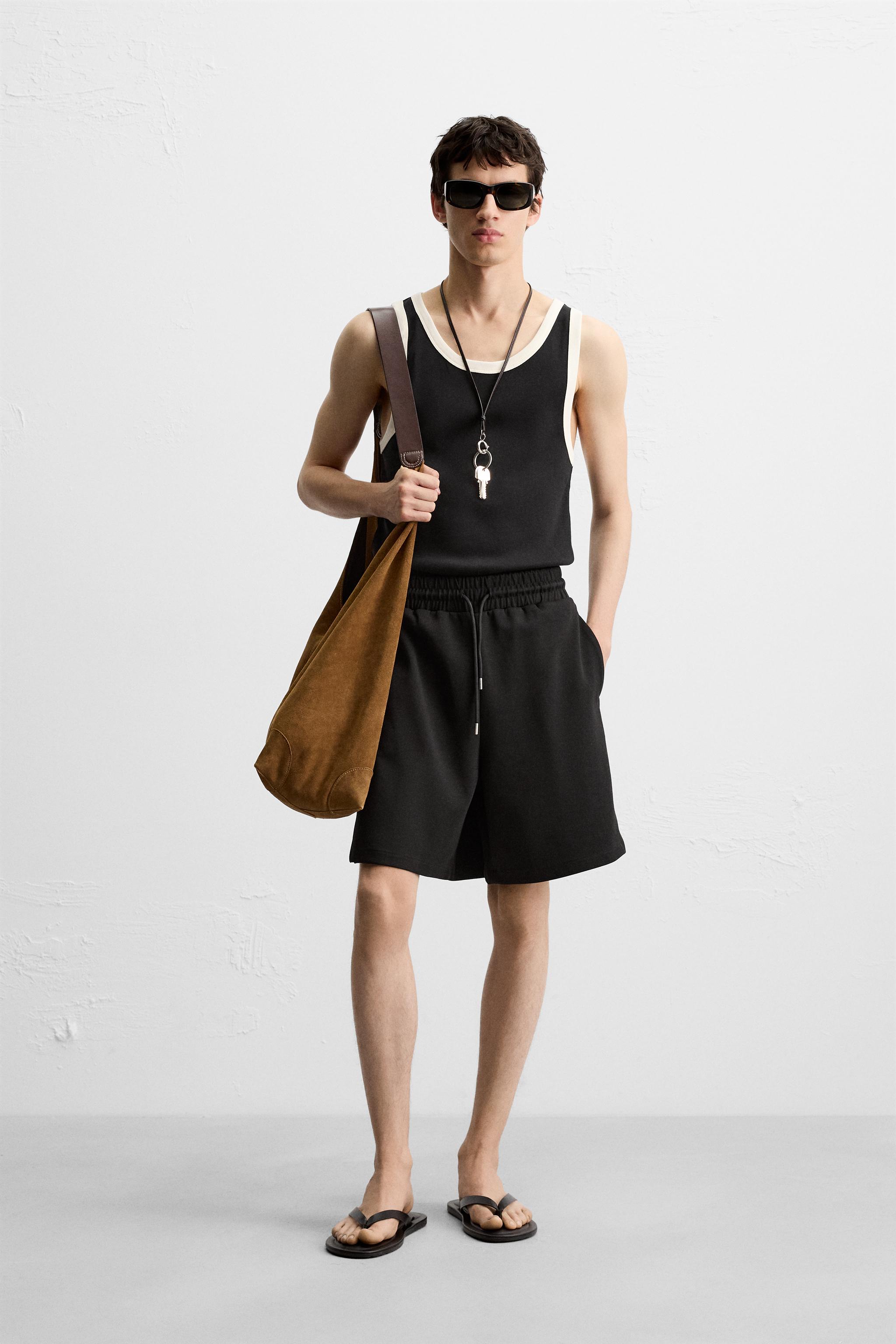 【ZARA】インターロック構造バミューダパンツ | 0761/451/526 テクニカルテクスチャーバミューダパンツ - オフホワイト | ZARA