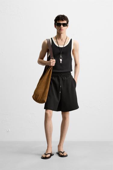 BERMUDA STRUTTURA INTERLOCK - Nero di Zara