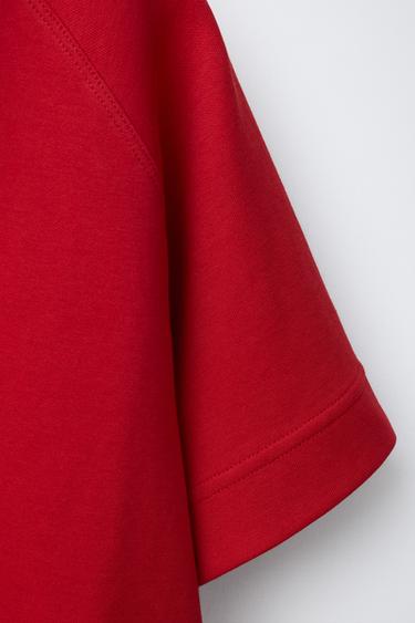 T-SHIRT MANCHES RAGLAN BASIQUE - Rouge de Zara - Image 3